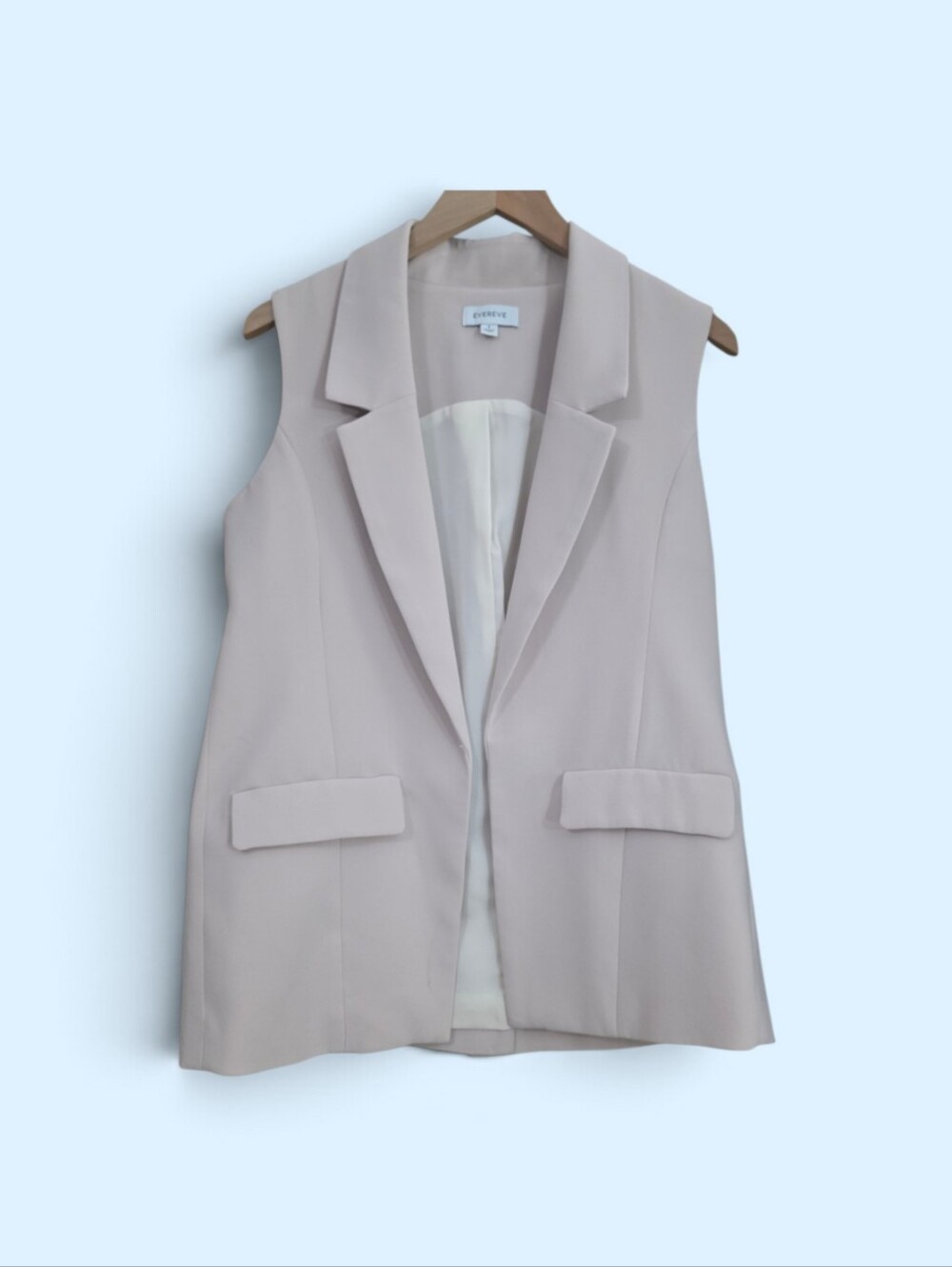 EVEREVE Winona Blush Pink Sleeveless Blazer Vest Longline Tailored S EUC